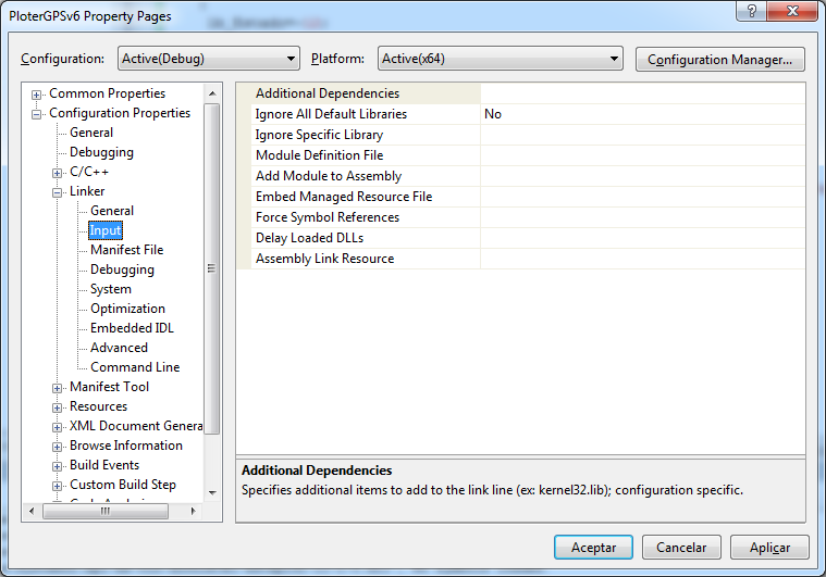 Abrir dependencias adicionales