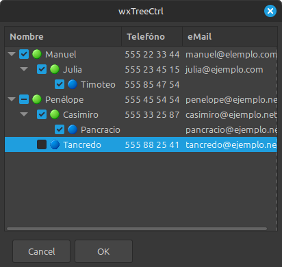 Control wxTreeListCtrl